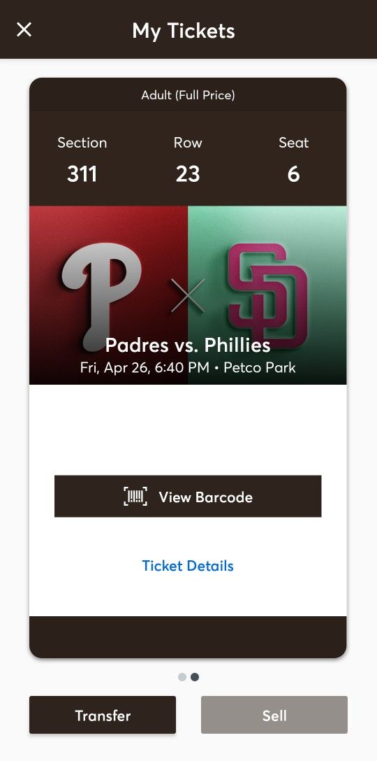 2 Padres Tickets For Friday 4/26/24