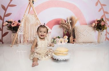 Boho Rainbow Cake Smash Backdrop