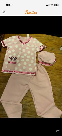 Halloween Costume Child’s Size 4 Pink Polka Dots Medical Doctor Assistant