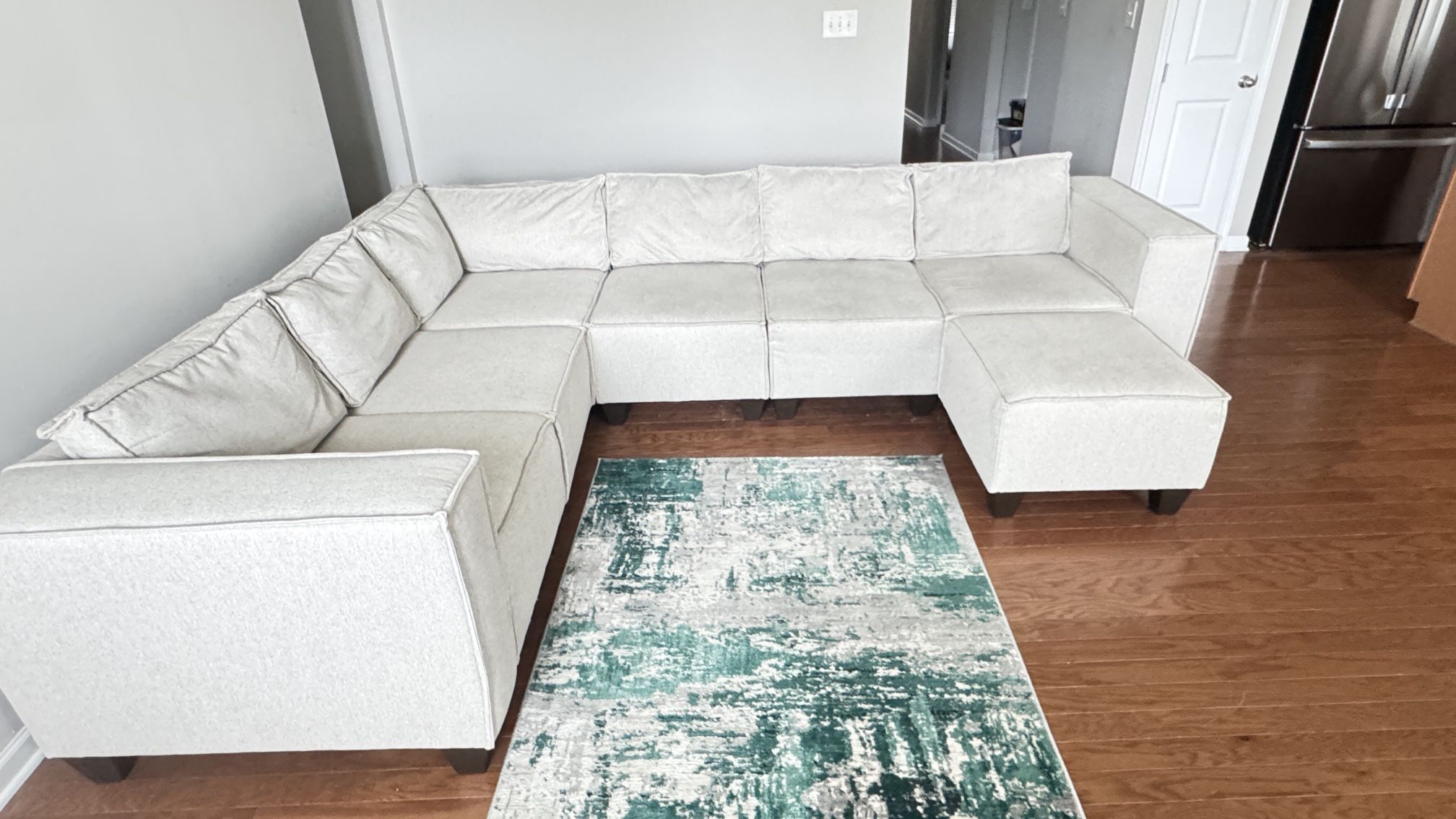 Swish Bisque Sectional Sofa & Ottoman For Sale!!!!