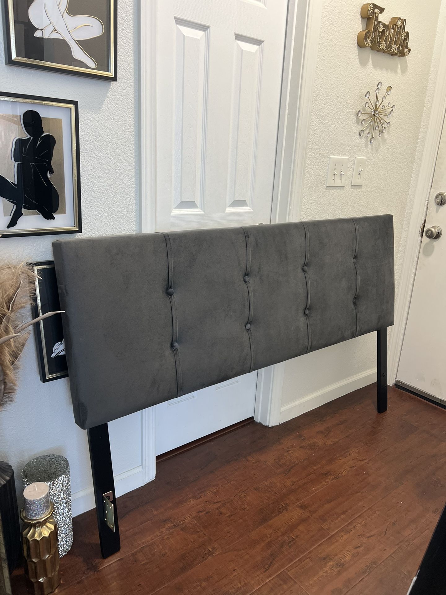 Gray Velvet Headboard 