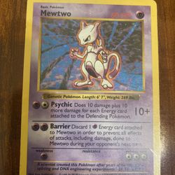 Pokemon Mewtwo Base Set SHADOWLESS Holo Rare Unlimited 10/102 MP