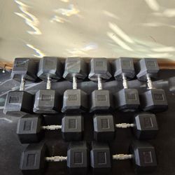 80lb, 85lb, 90lb, 95lb, 100lb Rubber Hex Dumbbells--
