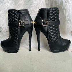 bebe Black Booties, Size 6 (Fits Like a 6.5)