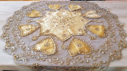 Vintage persoan gold silk with black lace