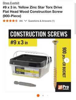 (5) #9x3in. Yellow Zinc Star Torx Drive Flat Head Wood Construction Screws (900-Piece)