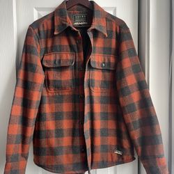 JACHS - NEW YORK | Men’s Red Flannel Jacket Quilted Lined - Medium 