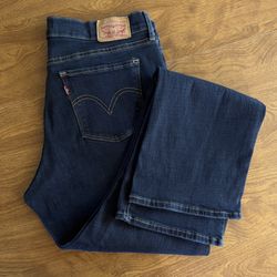 Levi’s Women Dark Wash Indigo Blue Stretch Classic Bootcut Denim Jeans Size 12