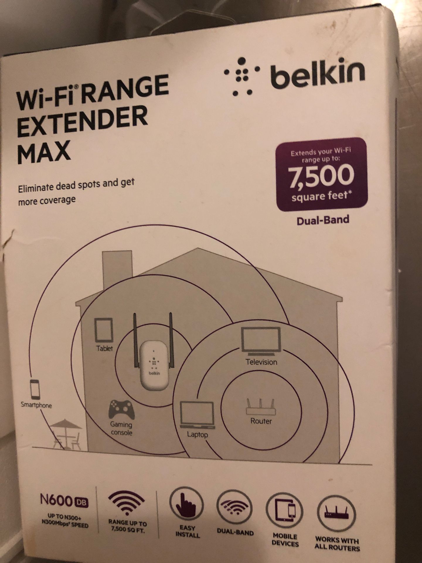 Brand new Belkin wifiExtender Max dual band extend WiFi range 7500 sq feet