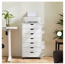 7 Drawer White Rolling File Cabinet Vertical Storage Organizer with Wheels