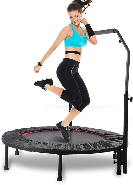 Rebounder Trampoline for Adults, 40"/50" Foldable Spring Fitness Trampoline - 450 lbs Capacity, Quiet & Stable Indoor/Outdoor Exercise Equipment for C