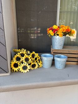 Fall flowers and  containers
