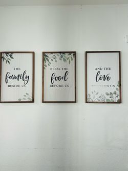Beautiful 3-piece Christian Bible verse canvas wall art set.