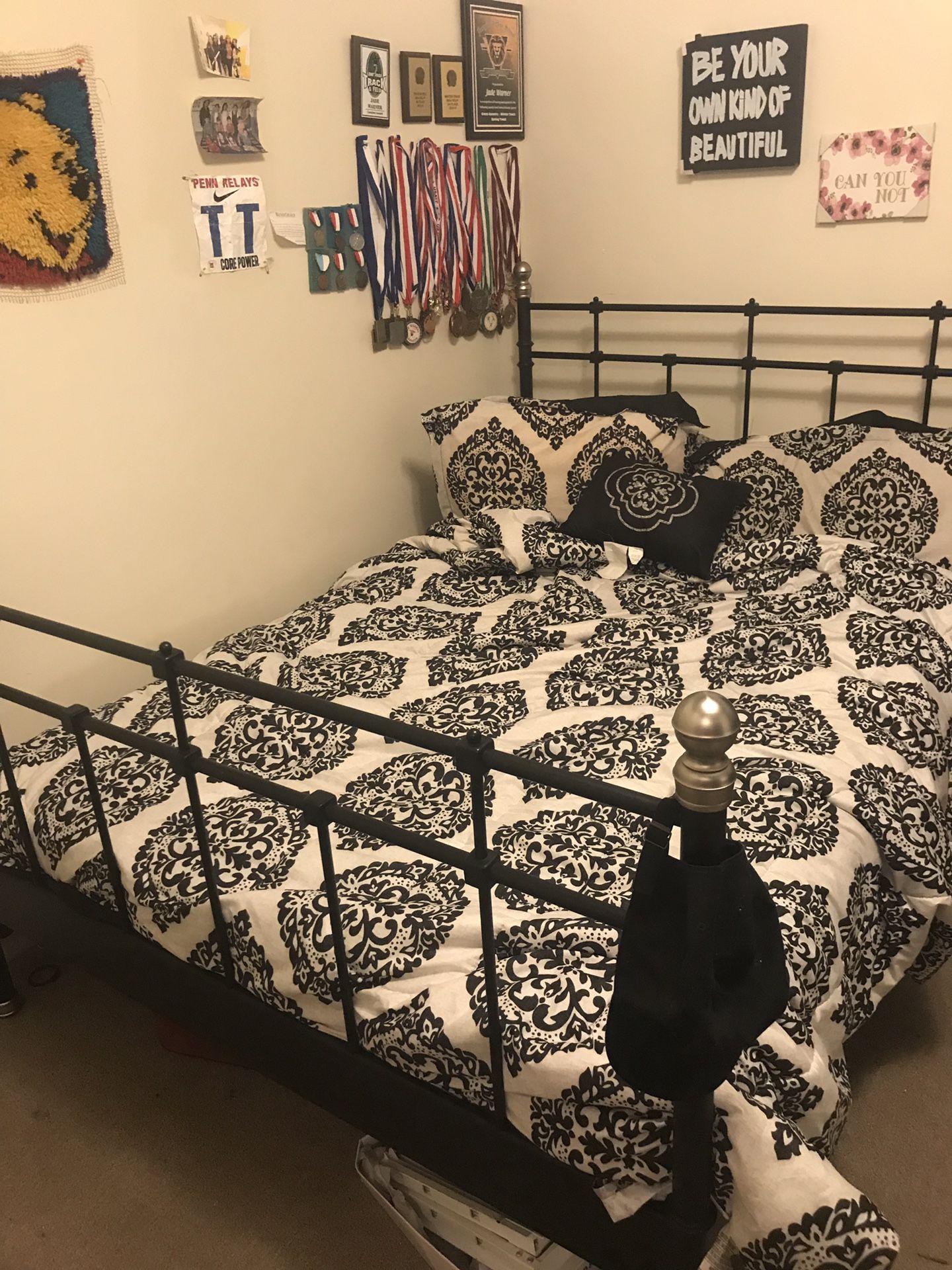 Queen sized Ikea bed frame with mattress