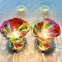 Rainbow Swirl Glass Electric Touch Control Dimmable Fragrance Essential Oil Wax Warmer Lamp Diffuser Set