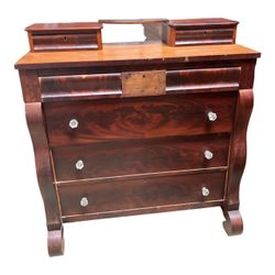 Antique Empire Style Mahogany 7-Drawer Dresser with Glass Knobs