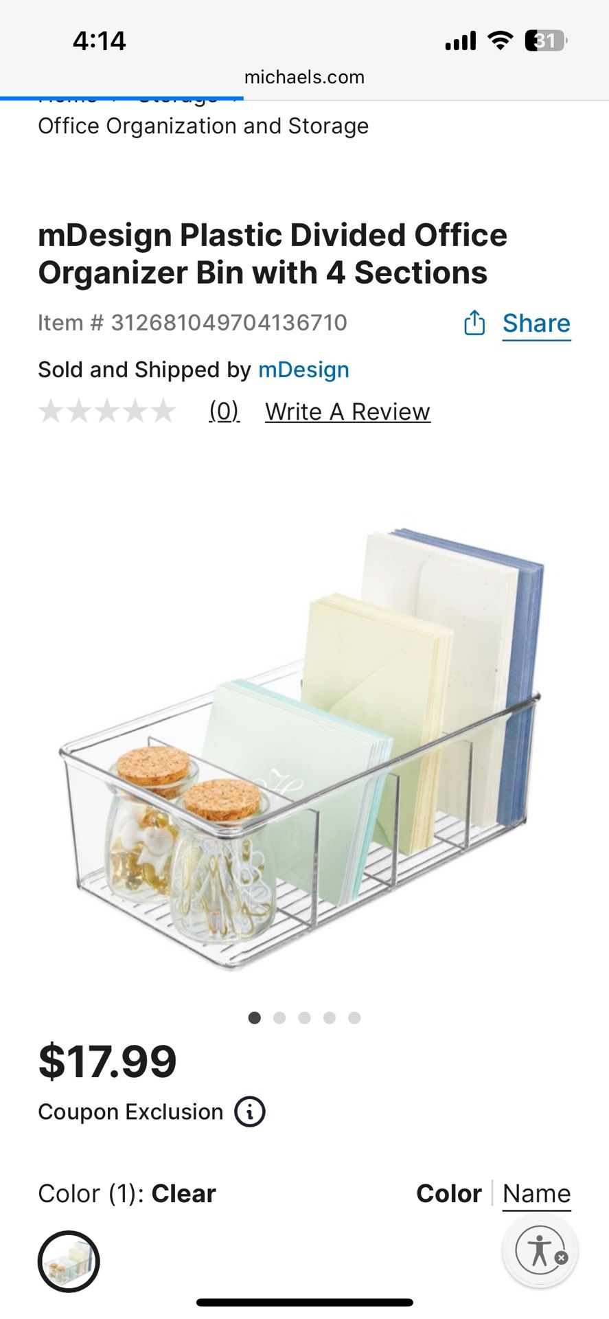 M Design 4 Compartment Storage