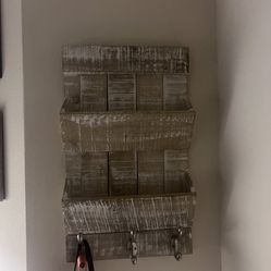 Mail And Key Holder Wooden Wall Hooks 