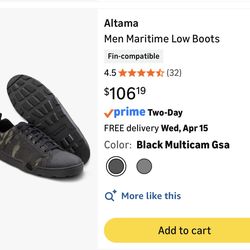 ALTAMA Men Maritime Low Boots - Multicam Black Size 9