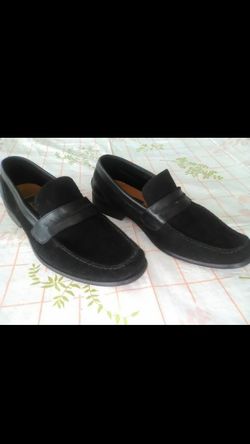 Tasso Elba Suede Dress Shoes Mens Size 10 Loafers Black luxury SUEDE LEATHER Designer Slip Resistant