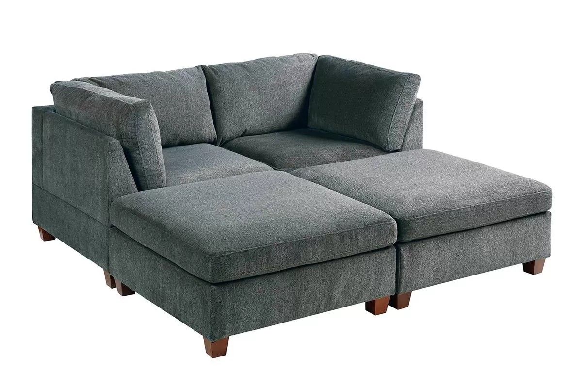 Brand New Grey Super Plush Chenille Modular Design Sofa Chaise