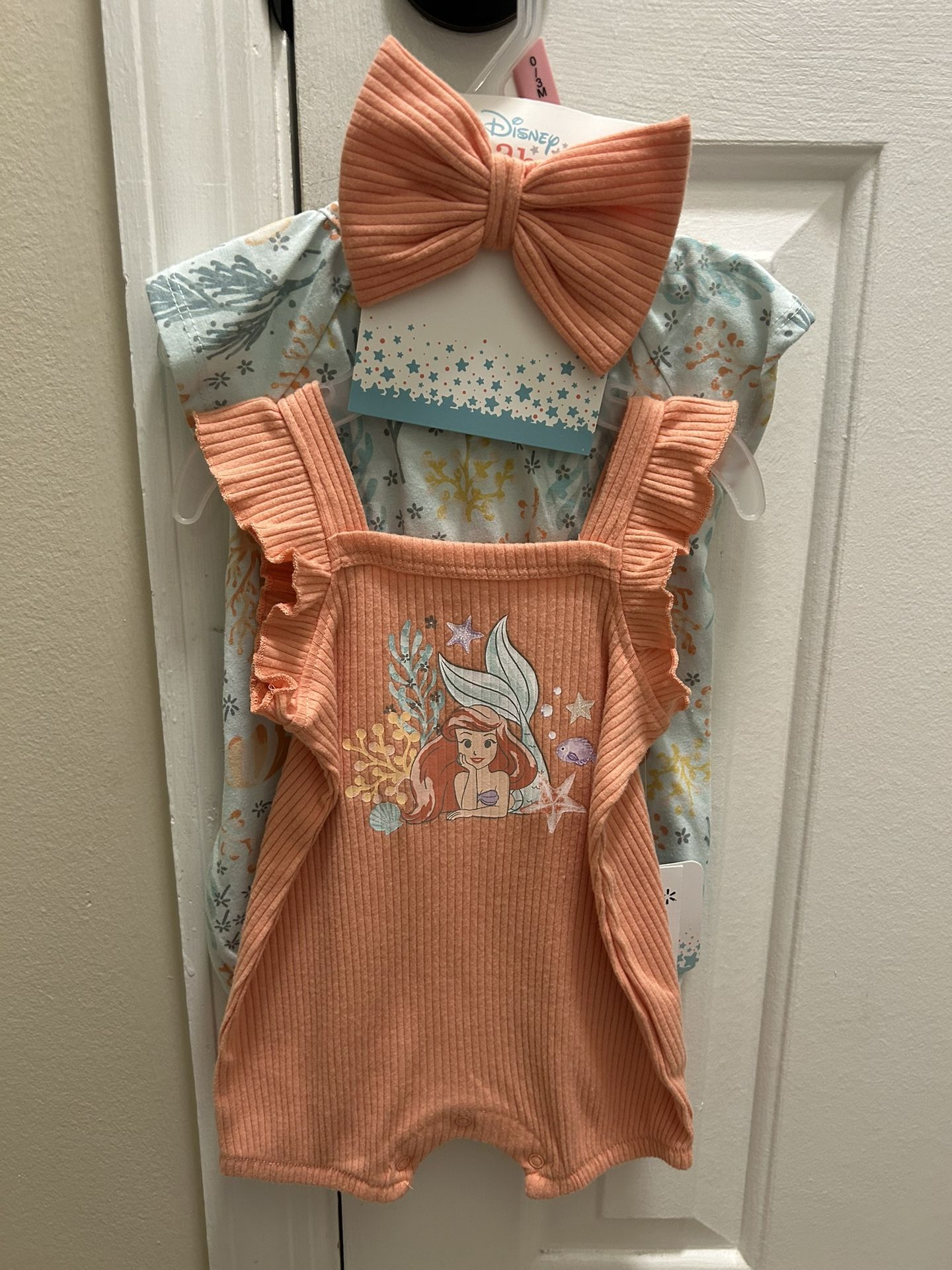 2 Disney Princess Little Girl Rompers 0-3 Months
