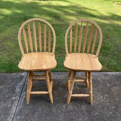 Pair Of Counter Stools Wooden 