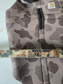 CARHARTT MEDIAM /LARGE AJUSTABLE DOG VEST ,IN GREAT CONDITION, PLUS A CARHARTT REFLECTIVE DOUBLE LANYARD LEASH