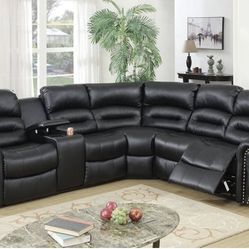 Black Recliner Sectional Brand New