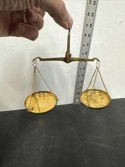 Antique Vintage Style Brass Balance Scales With Black Velvet Box Gift #R7