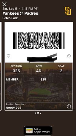 Yankees @ Padres Ticket – Petco Park Sep 5