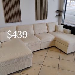 Stylish 2-Pc Corduroy Sectional Sofa Set 