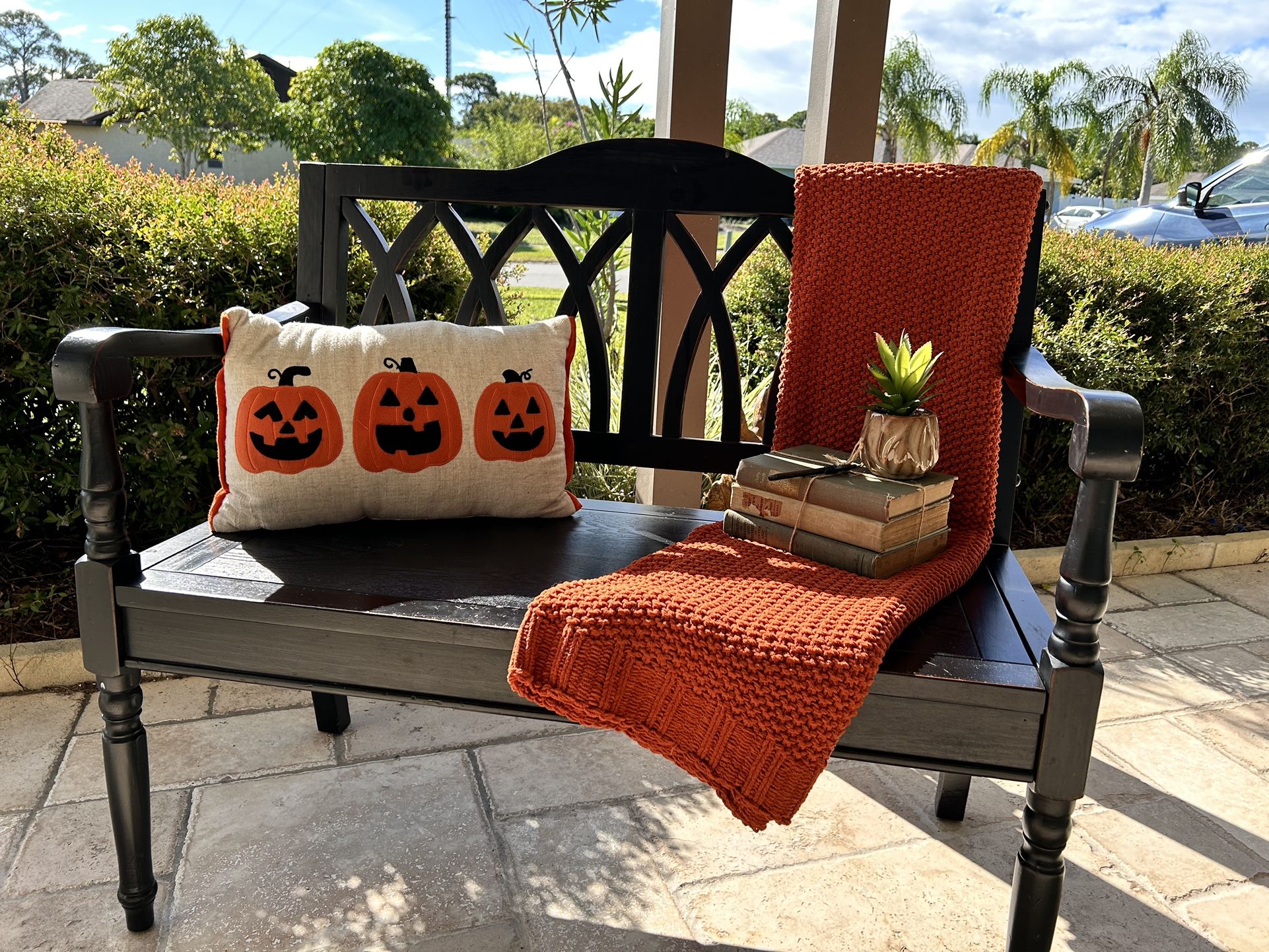 Adorable Black Wooden Rustic Bench