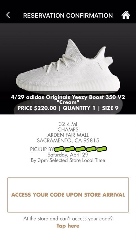 YEEZY 350 ALL WHITE CREME SIZE 9 FROM CHAMPS ARDEN
