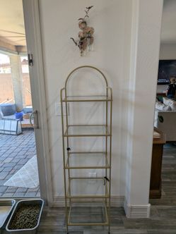 Gold/bronze 5 shelf bookcase