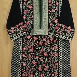 Beutifull Valvet Shirt With Heavy Embroidery ,Dark Green Color ...(Tilla , Reshum and Sequence Work)