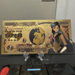 24k Gold Plated Sailor Pluto Sailor Moon Banknote