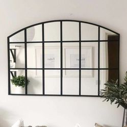 New In Box 43x28 Inch Tall Steel Frame Home Decor Wall Hanging Entry Way Mirror Window Style Design 