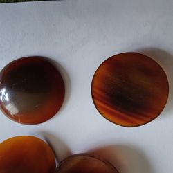 50 Circa 1980s  Faux Amber Resin Cabochon Beads