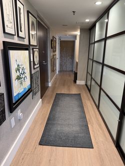 Grey Bordered Washable Runner Rug 2'6 x 7’