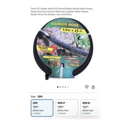 Brand new Taisia 1/2" Soaker Hose 25 ft Round Rubber Garden Water Hoses