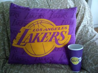 $2 Lakers Throw Pillow 18"X 20" + Lakers Cup