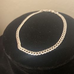 Thin Cuban Size 8 Bracelet Silver 925 Italy