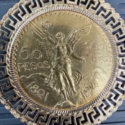 Authentic Mexican Centenario 50 Pesos Pendant – 22K Gold