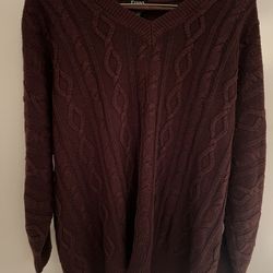 Burgundy cable knit sweater 