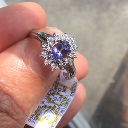 1/2 Tanzanite Diamond Ring WG