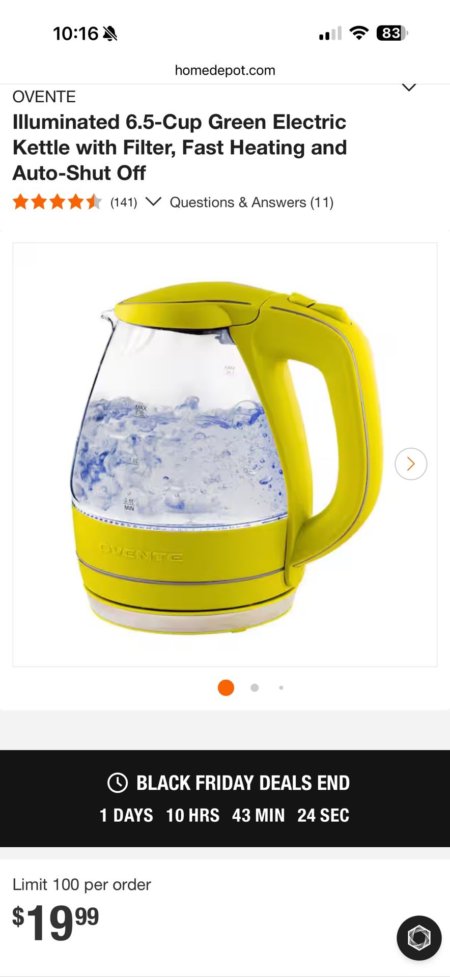 Electric Kettle 6.5-cup Fast Heating