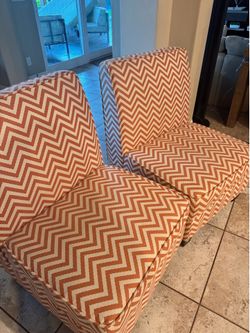 Set of 1 matching armless accent chairs with chevron pattern