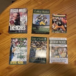 Green Bay Packers 6 Books - Guide, White, Bulter, Leap Of Faith, Leap Of Leap 2 & Tales From Green Bay Packers Sideline 