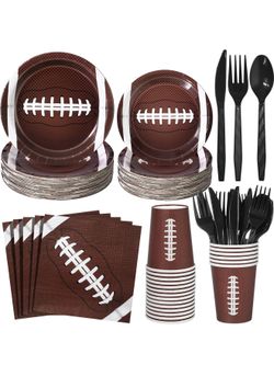 NEW 336 Pcs Football Party Supplies Kit-  Football Theme Party Set - Serves 48